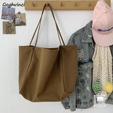 Canvas Shoulder Bags Large Capacity Portable Shopping Handbags