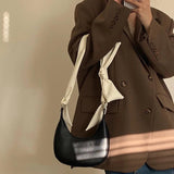 Panelled Half Moon Shoulder Bag with Knot Strap