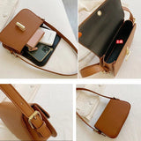 Women's PU Leather Shoulder Bag Square Casual Handbag