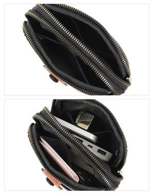 Women's PU Leather Crossbody Bag Multi-layer Handbag