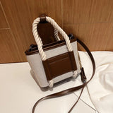 Vintage Canvas Pu Patchwork Small Bags Autumn Casual Women's Shoulder Bag