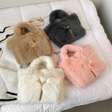 Winter Plush Shoulder Bags for Women Tote Bags Faux Fur Ladies Purses
