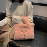 Winter Plush Shoulder Bags for Women Tote Bags Faux Fur Ladies Purses