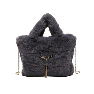 Winter Plush Shoulder Bags for Women Tote Bags Faux Fur Ladies Purses