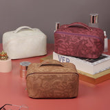 PU Retro Makeup Bag Large Capacity Waterproof for Ladies Girls