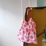 Retro Flower Women Shopping Shoulder Bag Large Capacity Ladies Portable Tote