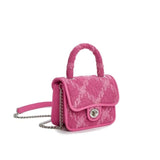 Rose Pink Lock Shoulder Bag Plaid Crossbody Bag Female Clutch Purse