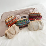 Boho Striped Hand Shell Bag Chain Women Shoulder Bag