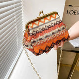 Boho Striped Hand Shell Bag Chain Women Shoulder Bag