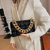 Thick Chain Small PU Leather Crossbody Bag Winter Travel Handbag