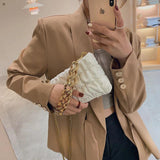 Thick Chain Small PU Leather Crossbody Bag Winter Travel Handbag