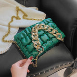 Thick Chain Small PU Leather Crossbody Bag Winter Travel Handbag