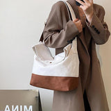 Large Canvas Crossbody Bag for Women Cotton Cloth Handbag