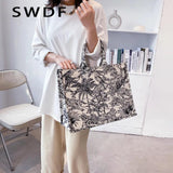 Jacquard Embroidery Canvas Tote Bag for Women