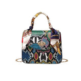 Women's Serpentine Scarf Lock Chain Small Square Bag Shoulder Handbag