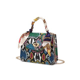 Women's Serpentine Scarf Lock Chain Small Square Bag Shoulder Handbag