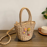 Summer Woven Shoulder Bag Portable Handbag for Vacation