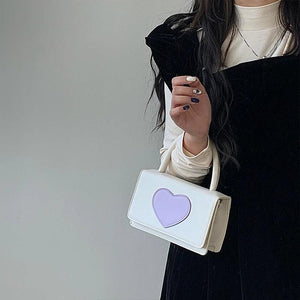 Love Heart Pattern Women's Crossbody Bag PU Leather Female Small Square Shoulder