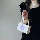 Love Heart Pattern Women's Crossbody Bag PU Leather Female Small Square Shoulder