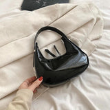 Half-Moon Leather Bag with Short Handle for Women