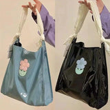 Patent Leather Girls Shoulder Bags Floral Ladies Underarm Bag Tote Purse