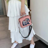 Embroidered Elephant Pattern PU Handbag