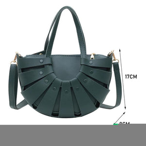 Hollow Semicircle Shoulder Crossbody Bags Women PU Leather Messenger Bag