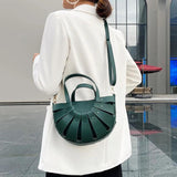 Hollow Semicircle Shoulder Crossbody Bags Women PU Leather Messenger Bag