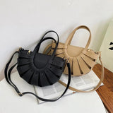 Hollow Semicircle Shoulder Crossbody Bags Women PU Leather Messenger Bag