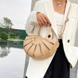 Hollow Semicircle Shoulder Crossbody Bags Women PU Leather Messenger Bag