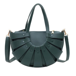 Hollow Semicircle Shoulder Crossbody Bags Women PU Leather Messenger Bag