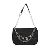 Women's Casual Nylon Shoulder Bag with Zipper - Small Handbag