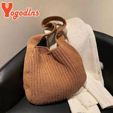 Retro Wool Shoulder Bag for Women Winter Totes Large Capacity Shopping Handbag