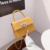 Crocodile Pattern Leather Chain Shoulder Bag