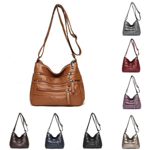 Leather Shoulder Bag Multi-Layer Crossbody Handbag