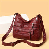 Leather Shoulder Bag Multi-Layer Crossbody Handbag
