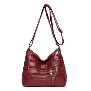 Leather Shoulder Bag Multi-Layer Crossbody Handbag
