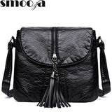 Tassels Crossbody Bag Soft Leather Purses And Handbag Women Shoulder Messenger B
