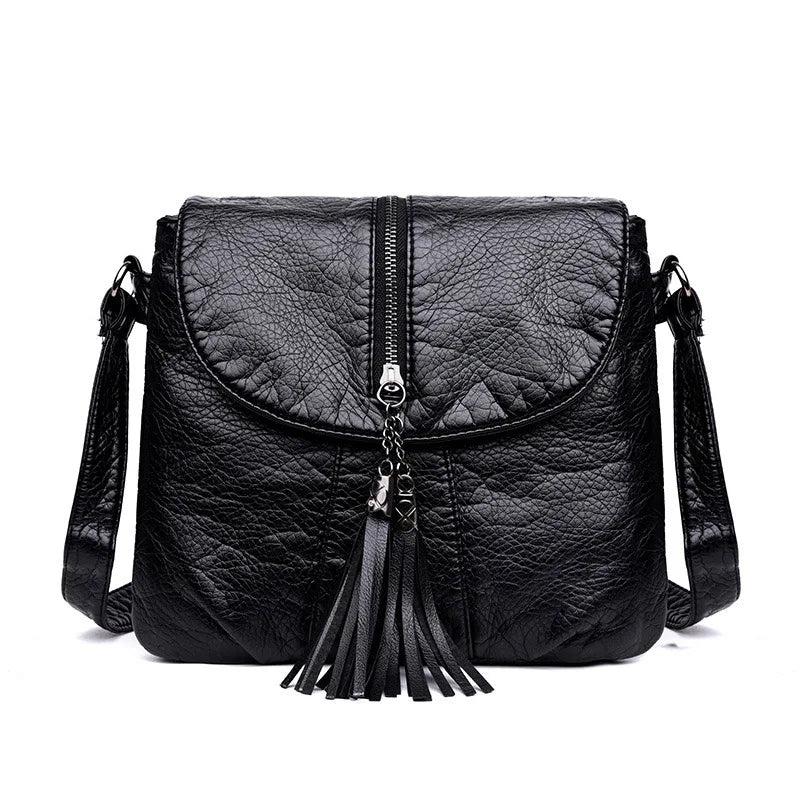 Tassels Crossbody Bag Soft Leather Purses And Handbag Women Shoulder Messenger B