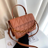 Plaid Shoulder Crossbody Bag Chain Handbag Small Flap Handle Bag