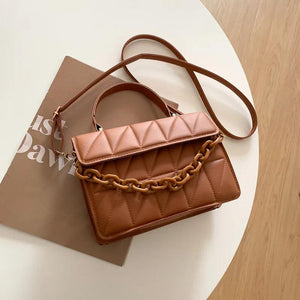 Plaid Shoulder Crossbody Bag Chain Handbag Small Flap Handle Bag