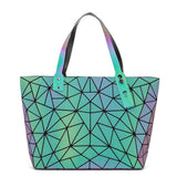 Geometric Luminous Shoulder Bags Holographic Foldable Messenger Bag
