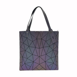 Geometric Luminous Shoulder Bags Holographic Foldable Messenger Bag