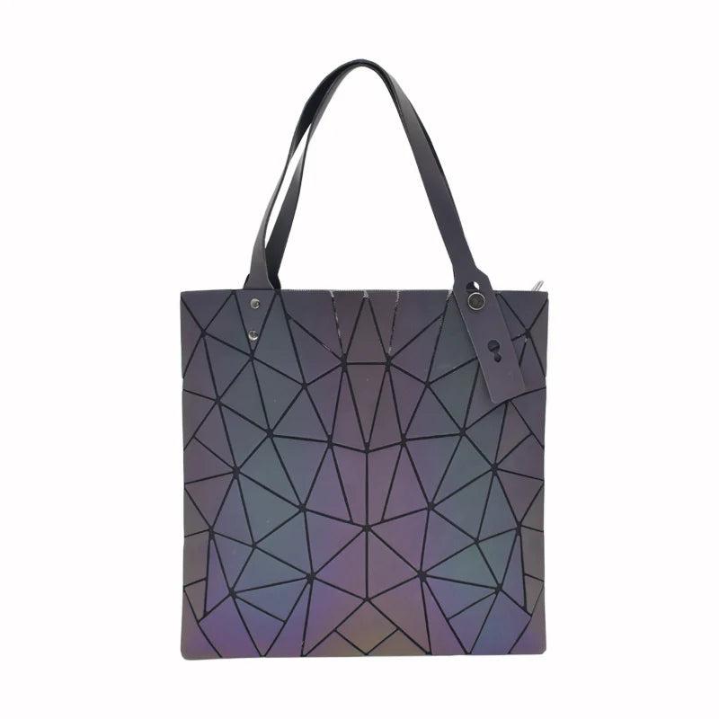 Geometric Luminous Shoulder Bags Holographic Foldable Messenger Bag