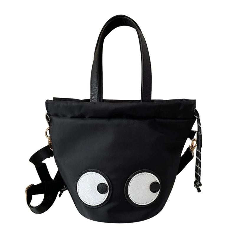 Funny Shoulder Handbag Fun Eyes Prints Nylon Bucket Lunch Bag