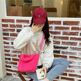 Corduroy Women's Bucket Shoulder Bag Solid Tote Purse Handbags