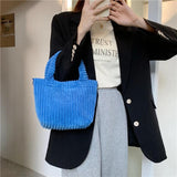 Corduroy Women's Bucket Shoulder Bag Solid Tote Purse Handbags