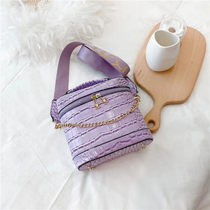 Crocodile Pattern Texture Bucket Bag with Shoulder Strap