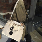 Solid Canvas Casual Handbags Crossbody Bags for Women Shopper Shoulder Bag