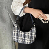 Plaid Women's Shoulder Messenger Bag Half Moon Small Tote Purse Handbags